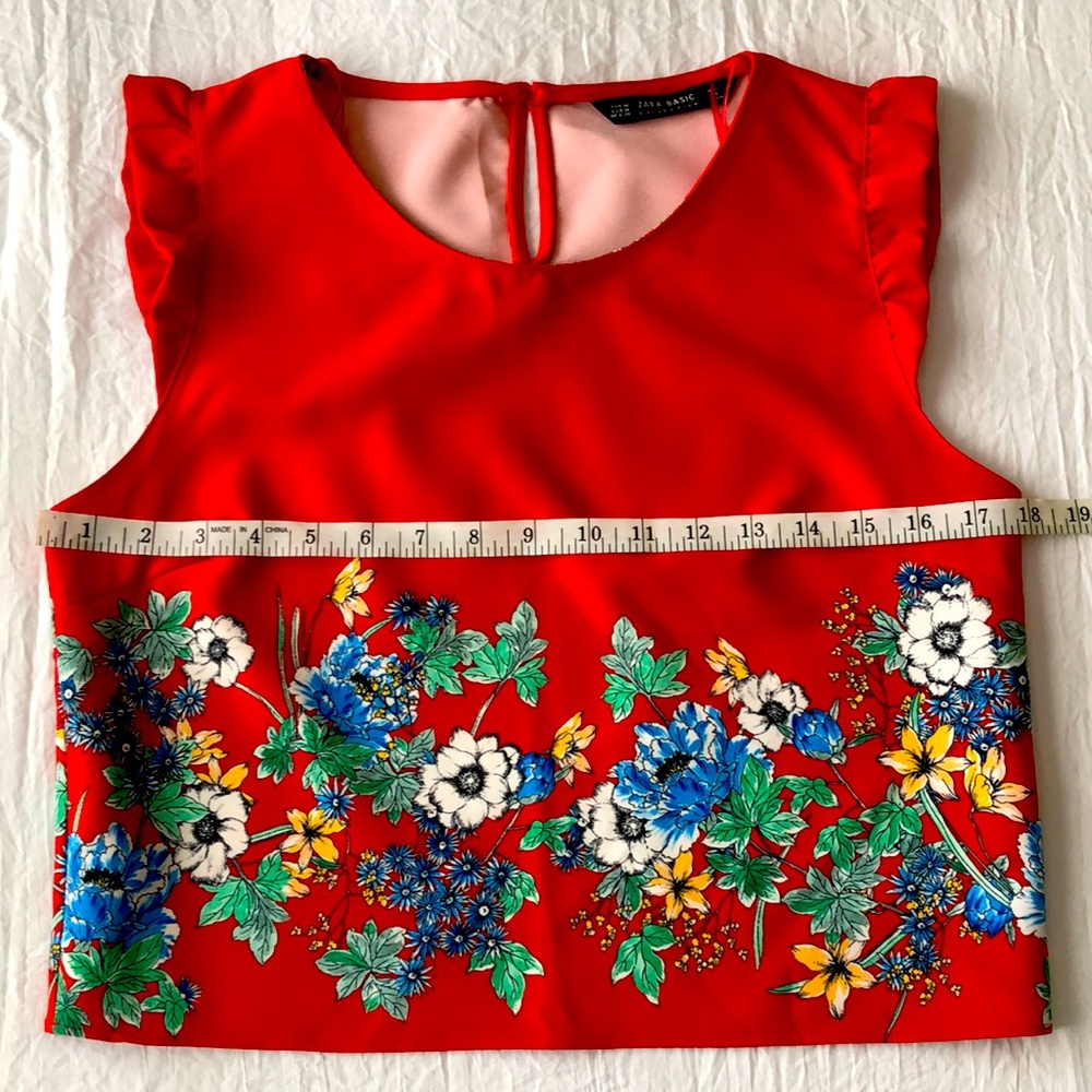 ZARA Basic Collection Red Floral Sleeveless Top